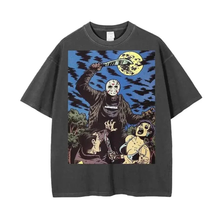 Crystal Lake Vintage Wash Drop Shoulder Graphic T-Shirt - 250 GSM