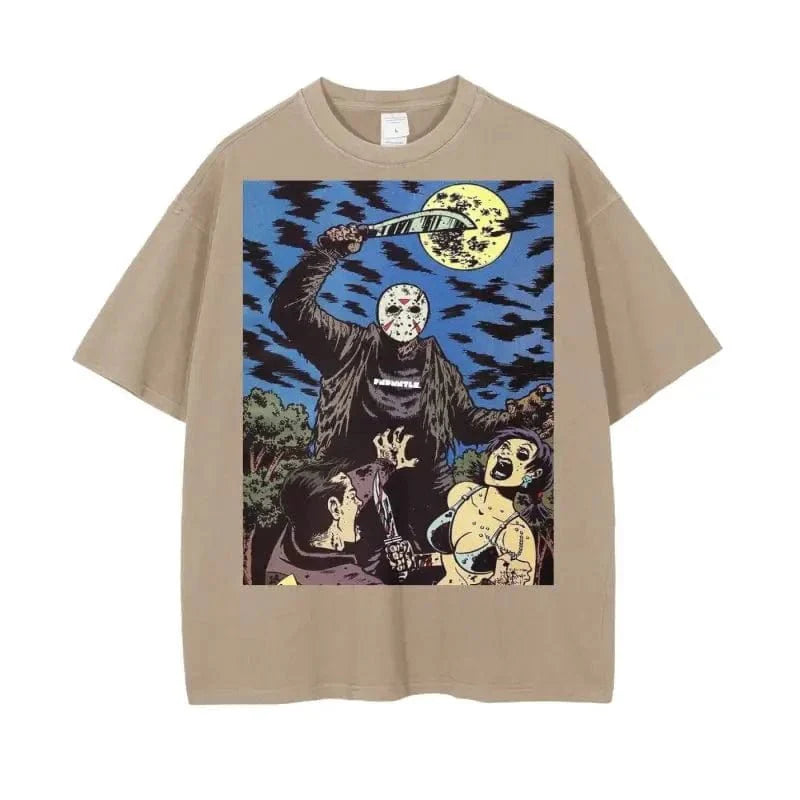 Crystal Lake Vintage Wash Drop Shoulder Graphic T-Shirt - 250 GSM