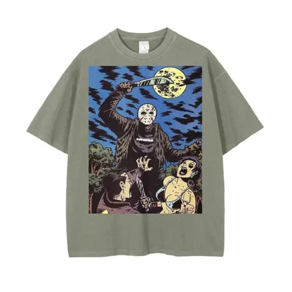 Crystal Lake Vintage Wash Drop Shoulder Graphic T-Shirt - 250 GSM