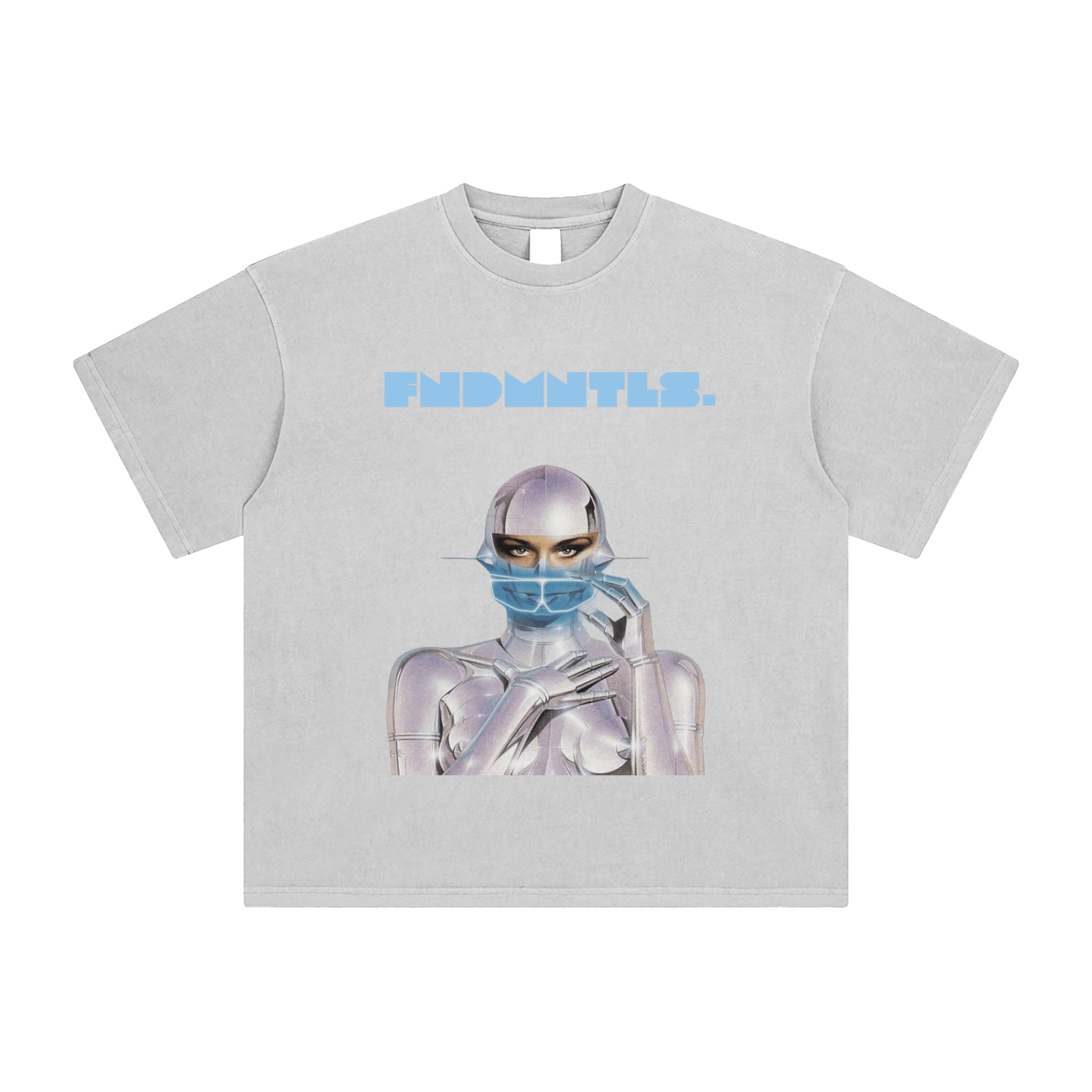 FNDMNTLS. Cyborg Enzyme Washed Black Graphic Tshirt by Shop FNDMNTLS - Tshirts, Casual Wear, Cotton T-Shirt