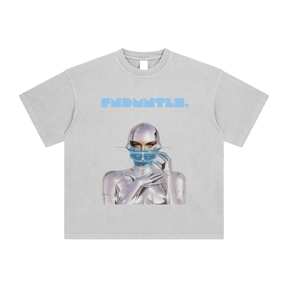 FNDMNTLS. Cyborg Enzyme Washed Black Graphic Tshirt by Shop FNDMNTLS - Tshirts, Casual Wear, Cotton T-Shirt