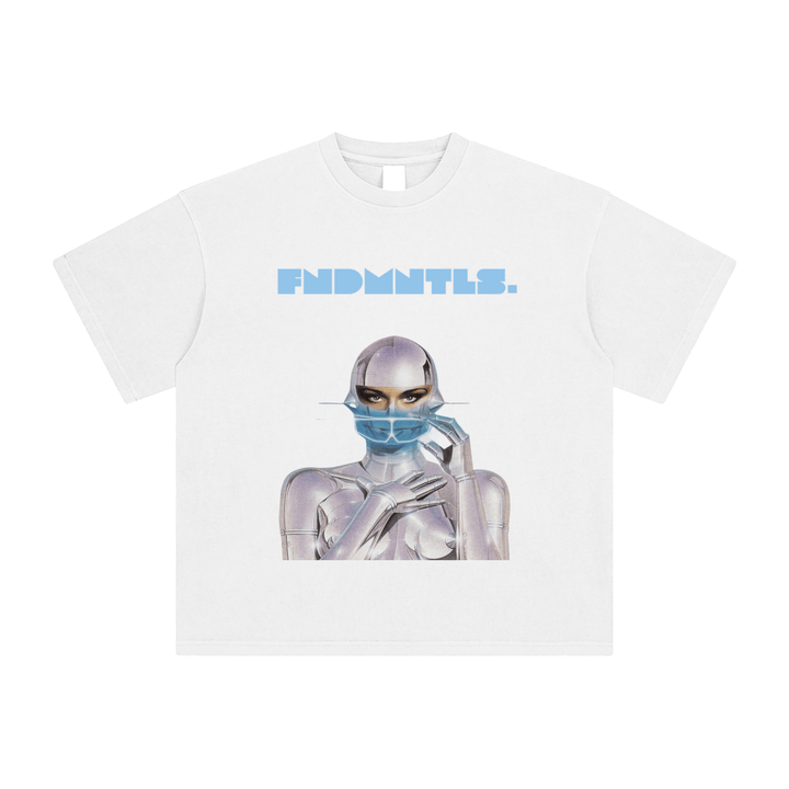 FNDMNTLS. Cyborg Enzyme Washed Black Graphic Tshirt by Shop FNDMNTLS - Tshirts, Casual Wear, Cotton T-Shirt