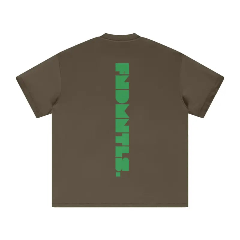 Green Logo Heavyweight Earth Tone Graphic T-Shirt by Shop FNDMNTLS - Tshirts, 100% Cotton, 100% Cotton Shirt