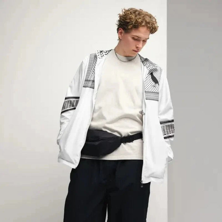 Keffiyeh Windbreaker by Shop FNDMNTLS - windbreaker jacket, Ferrari Boys Men’s windbreaker, lightweight windbreaker