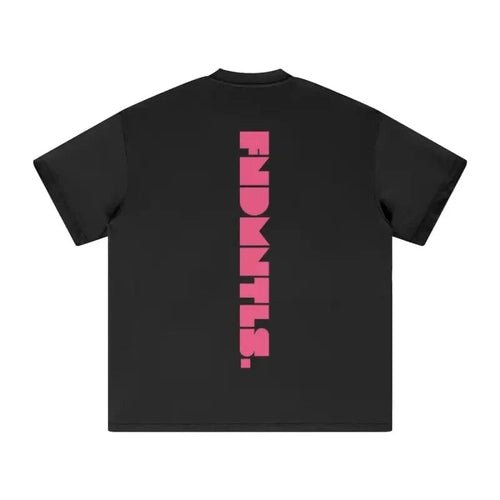 FNDMNTLS. Pink Logo Heavyweight Earth Tone Graphic T-Shirt by Shop FNDMNTLS - Tshirts, ,