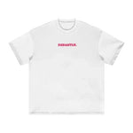 FNDMNTLS. Pink Logo Heavyweight Earth Tone Graphic T-Shirt by Shop FNDMNTLS - Tshirts, ,