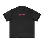 FNDMNTLS. Pink Logo Heavyweight Earth Tone Graphic T-Shirt by Shop FNDMNTLS - Tshirts, ,