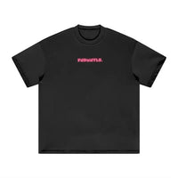 FNDMNTLS. Pink Logo Heavyweight Earth Tone Graphic T-Shirt by Shop FNDMNTLS - Tshirts, ,