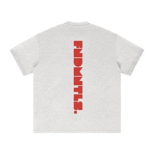 FNDMNTLS. Red Logo Heavyweight Earth Tone Graphic T-Shirt by Shop FNDMNTLS - Tshirts, 100% Cotton, 100% Cotton Shirt