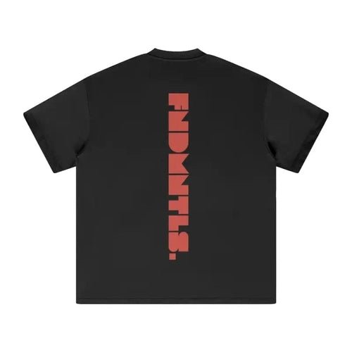 FNDMNTLS. Red Logo Heavyweight Earth Tone Graphic T-Shirt by Shop FNDMNTLS - Tshirts, 100% Cotton, 100% Cotton Shirt