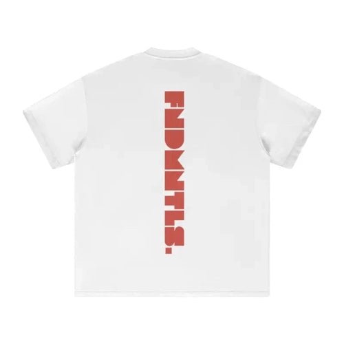 FNDMNTLS. Red Logo Heavyweight Earth Tone Graphic T-Shirt by Shop FNDMNTLS - Tshirts, 100% Cotton, 100% Cotton Shirt
