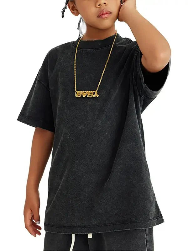 FNDMNTLS Washed Kids Graphic Dino Tee by Shop FNDMNTLS - Tshirts, Casual wear, Cotton