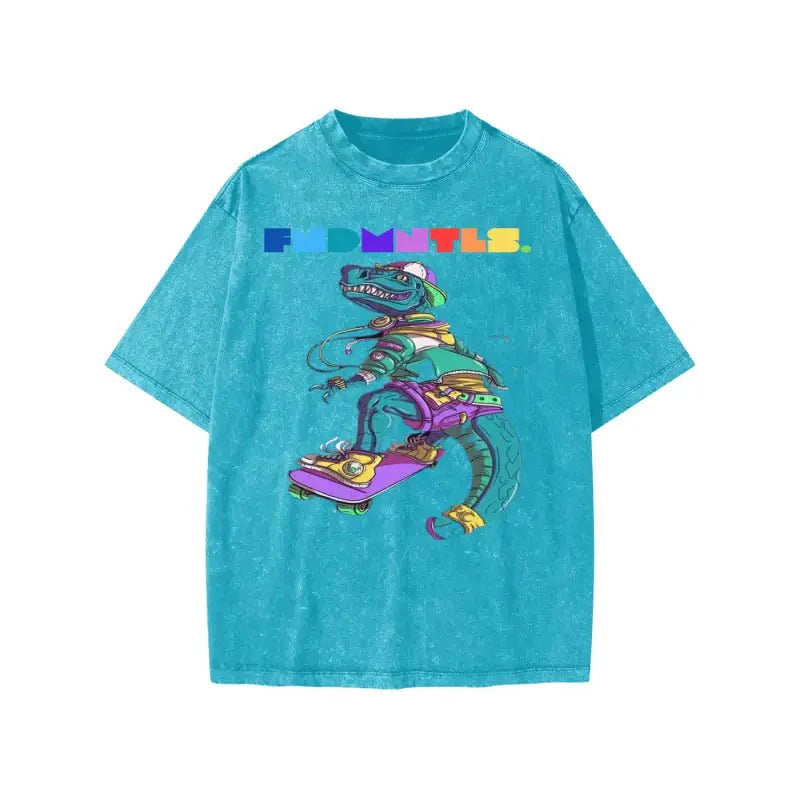 FNDMNTLS Washed Kids Graphic Dino Tee by Shop FNDMNTLS - Tshirts, Casual wear, Cotton