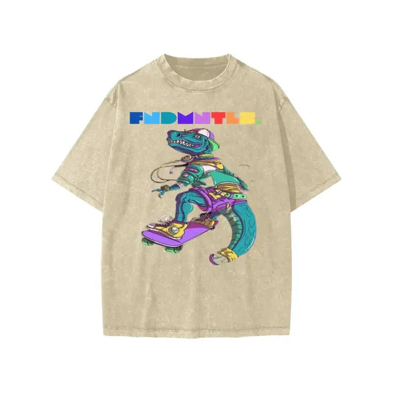 FNDMNTLS Washed Kids Graphic Dino Tee by Shop FNDMNTLS - Tshirts, Casual wear, Cotton