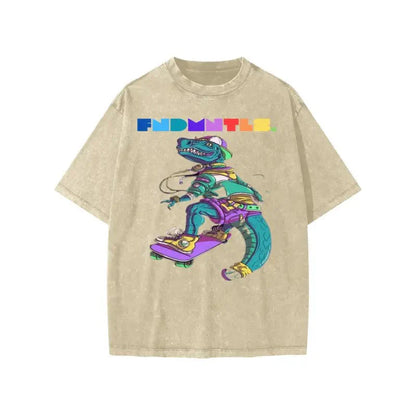 FNDMNTLS Washed Kids Graphic Dino Tee by Shop FNDMNTLS - Tshirts, Casual wear, Cotton