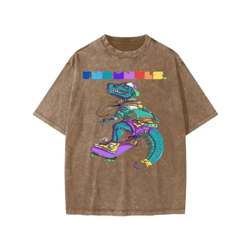 FNDMNTLS Washed Kids Graphic Dino Tee by Shop FNDMNTLS - Tshirts, Casual wear, Cotton