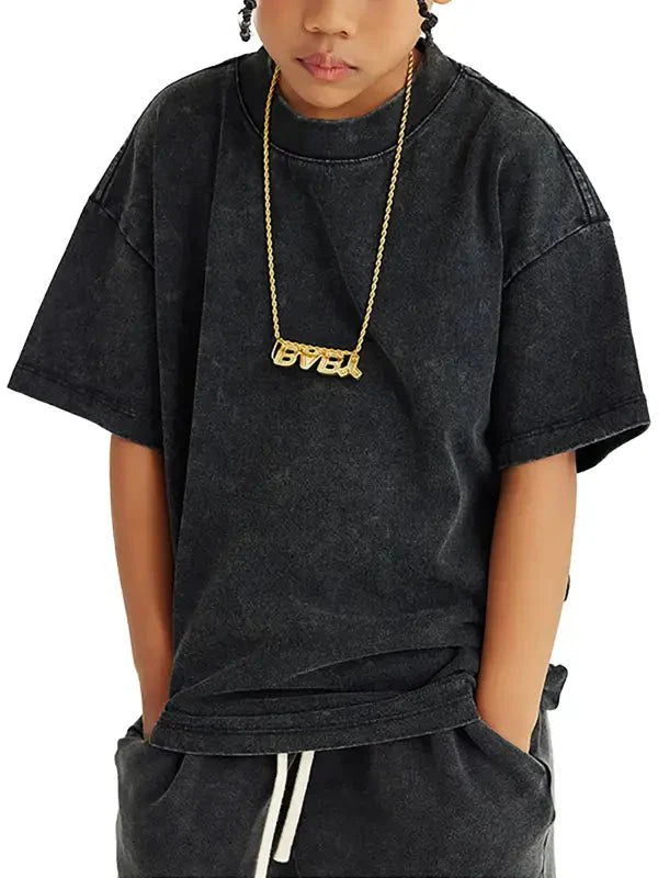 FNDMNTLS Washed Kids Graphic Dino Tee by Shop FNDMNTLS - Tshirts, Casual wear, Cotton