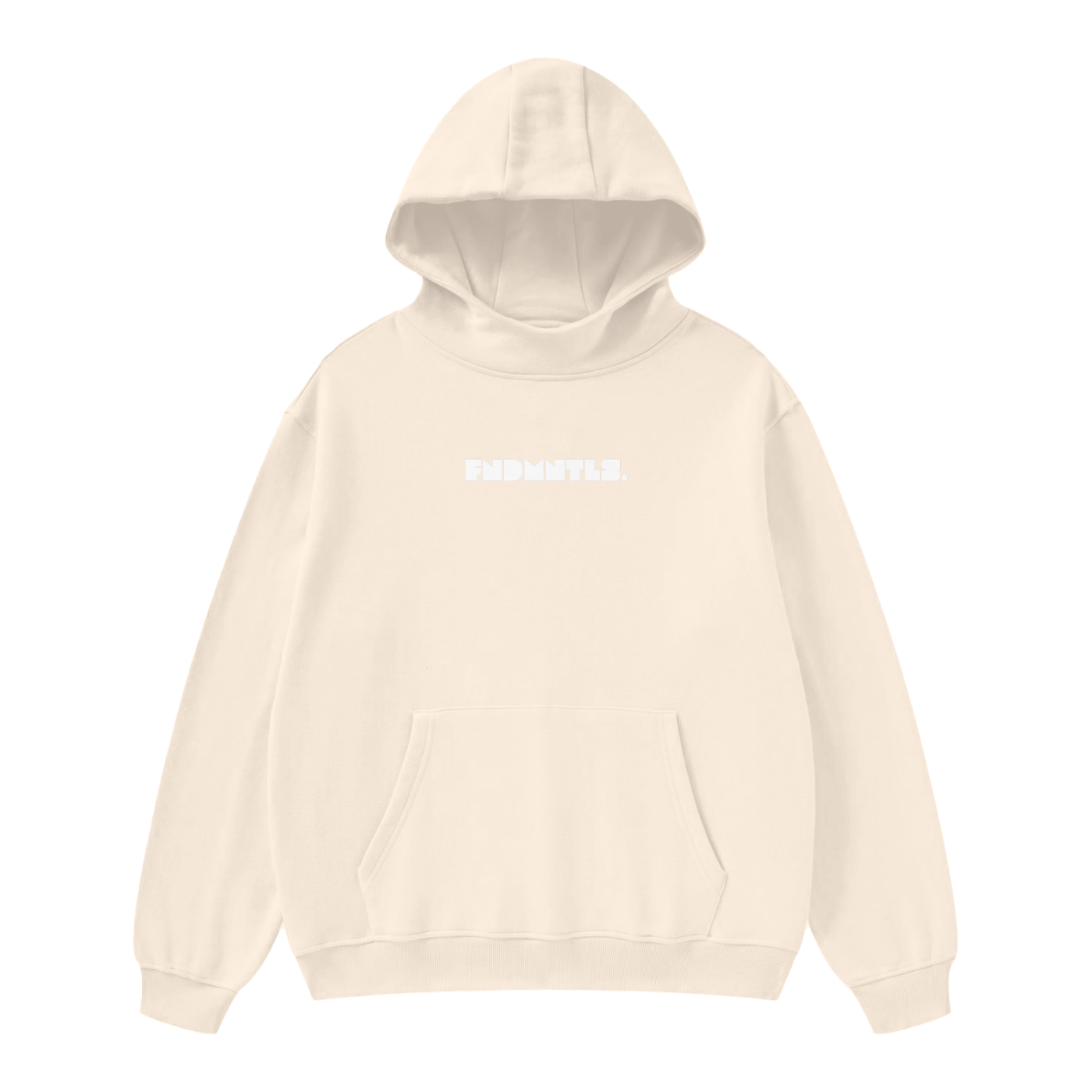 FNDMNTLS. White Logo High Neck Fleece Hoodie by Shop FNDMNTLS - hoodies, 100% Cotton, Casual Cotton Hoodie
