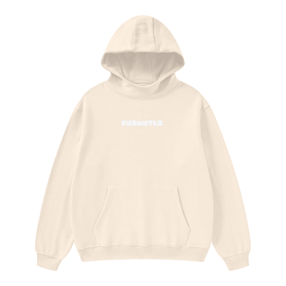 FNDMNTLS. White Logo High Neck Fleece Hoodie by Shop FNDMNTLS - hoodies, 100% Cotton, Casual Cotton Hoodie