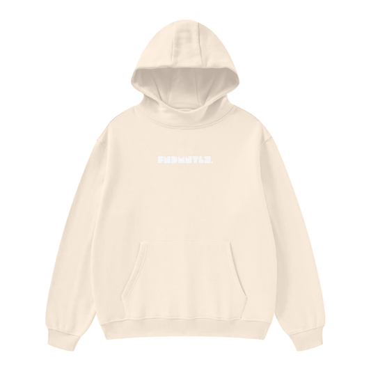 FNDMNTLS. White Logo High Neck Fleece Hoodie by Shop FNDMNTLS - hoodies, 100% Cotton, Casual Cotton Hoodie