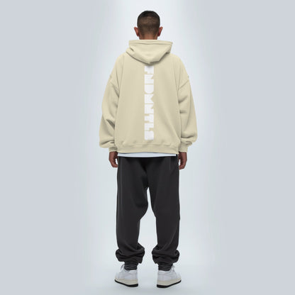 FNDMNTLS. White Logo High Neck Insulated Fleece Hoodie by Shop FNDMNTLS - hoodies, 100% Cotton, Casual Cotton Hoodie