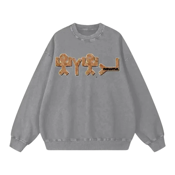 Yahuah Acid Wash Oversize Sweatshirt - FNDMNTLS Streetwear - Casual Fashion - casual wear 