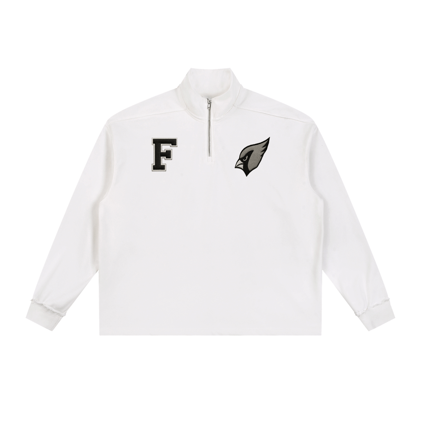 Half-Zip Rolled Edge Fleece Sweatshirt by Shop FNDMNTLS - sweatshirts, Chrome Cardinals, pullover swaetshirt