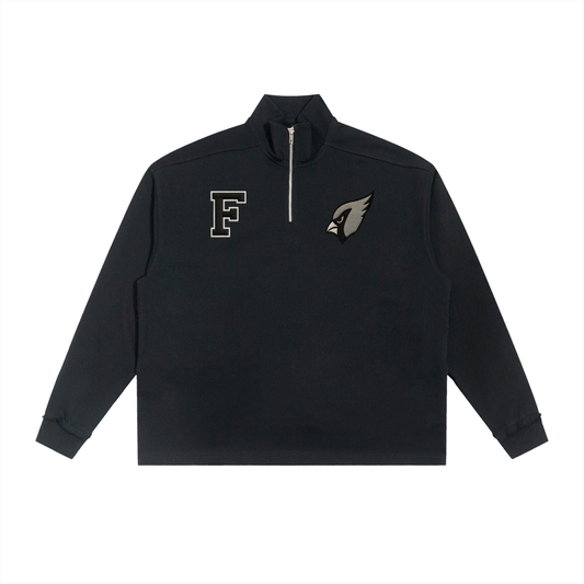 Half-Zip Rolled Edge Fleece Sweatshirt by Shop FNDMNTLS - sweatshirts, Chrome Cardinals, pullover swaetshirt
