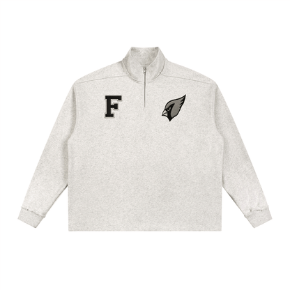Half-Zip Rolled Edge Fleece Sweatshirt by Shop FNDMNTLS - sweatshirts, Chrome Cardinals, pullover swaetshirt