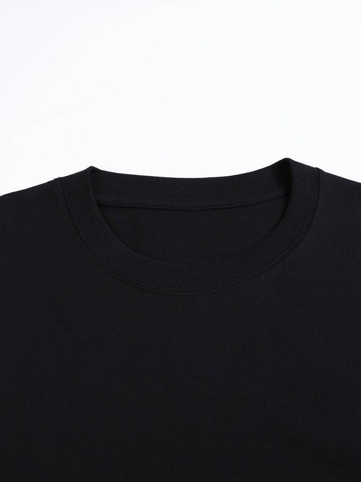 Omakase Heavyweight Tee black cotton t-shirt neckline detail | FNDMNTLS
