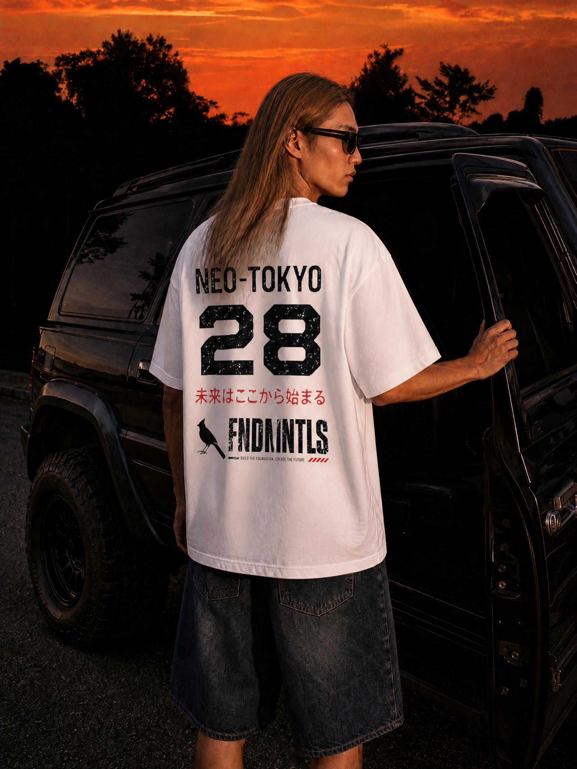 Model wearing Sector 28 Essential Cotton Tee | FNDMNTLS