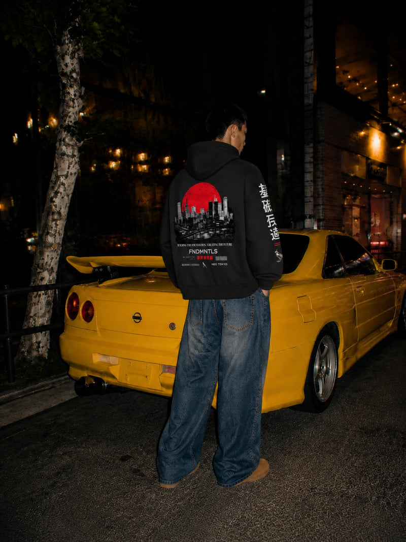 Foundation Essential Oversized Boxy Fit Fleece Hoodie - Product Photo 2 | FNDMNTLS Streetwear