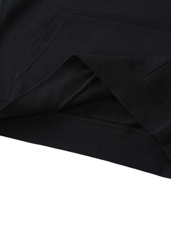 Premio Essential Oversized Hoodie kangaroo pocket and hem close-up in heavyweight cotton blend, ideal for casual activewear.