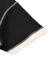 Hem and sleeve stitching on contrast-stitched cotton T-shirt