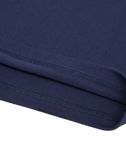 Close-up of navy blue fabric hem