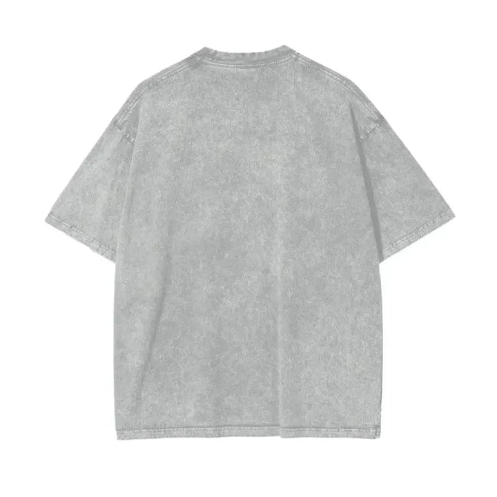 Aliens Oversize Snow Washed Graphic T-Shirt by Shop FNDMNTLS - Tshirts, 100% Cotton, 100% Cotton Shirt