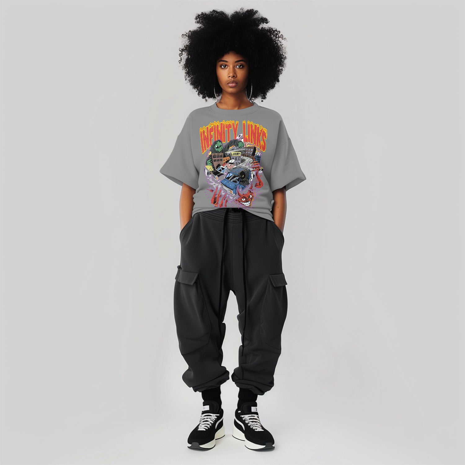 Infinity Links Temptations Acid Wash Oversize T-Shirt by Shop FNDMNTLS - Tshirts, 100% Cotton, 100% Cotton Shirt