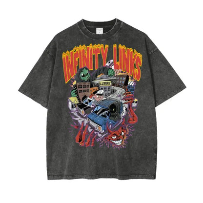 Infinity Links Temptations Acid Wash Oversize T-Shirt by Shop FNDMNTLS - Tshirts, 100% Cotton, 100% Cotton Shirt