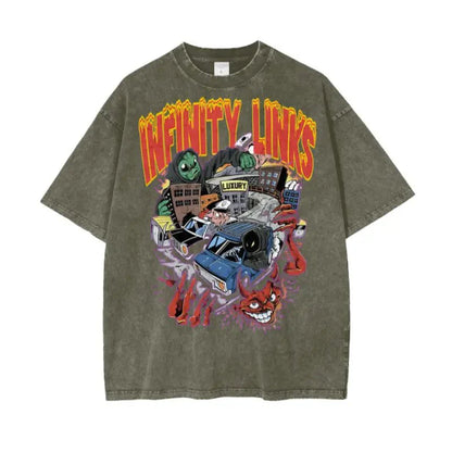 Infinity Links Temptations Acid Wash Oversize T-Shirt by Shop FNDMNTLS - Tshirts, 100% Cotton, 100% Cotton Shirt