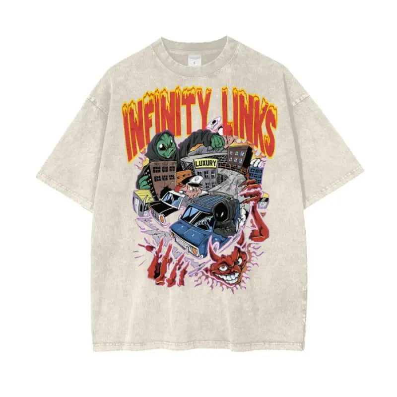 Infinity Links Temptations Acid Wash Oversize T-Shirt by Shop FNDMNTLS - Tshirts, 100% Cotton, 100% Cotton Shirt