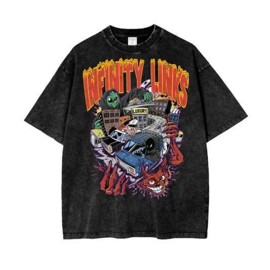 Infinity Links Temptations Acid Wash Oversize T-Shirt by Shop FNDMNTLS - Tshirts, 100% Cotton, 100% Cotton Shirt