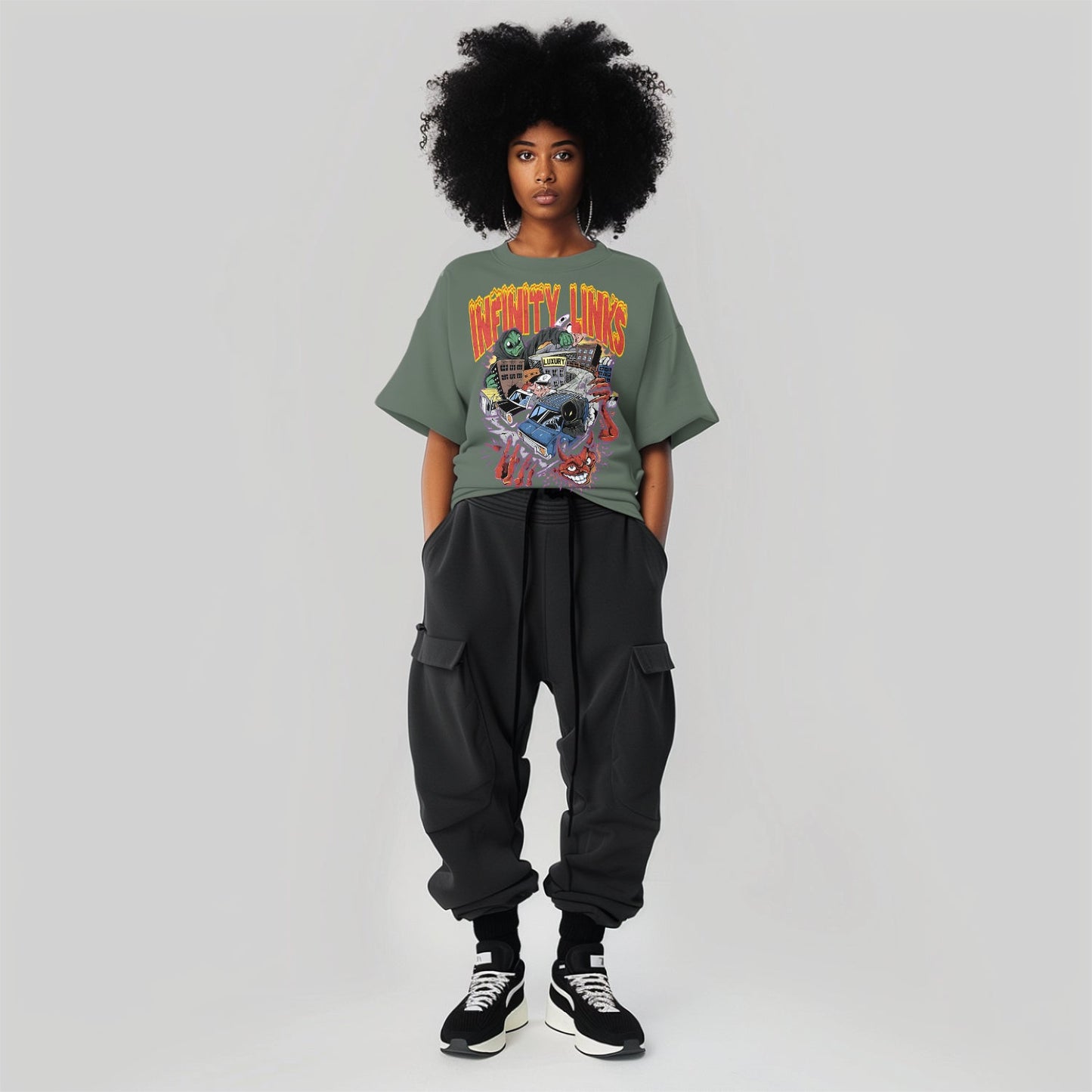 Infinity Links Temptations Acid Wash Oversize T-Shirt by Shop FNDMNTLS - Tshirts, 100% Cotton, 100% Cotton Shirt