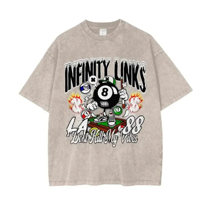 Infinity Links Vibes Oversize Snow Washed Graphic T-shirt by Shop FNDMNTLS - Tshirts, casual wear, Cotton T-shirt