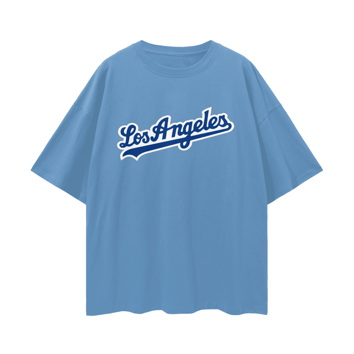 Los Angeles Oversize Deep Drop Shoulder Graphic T-shirt by Shop FNDMNTLS - Tshirts, Casual Fashion, Casual Streetwear
