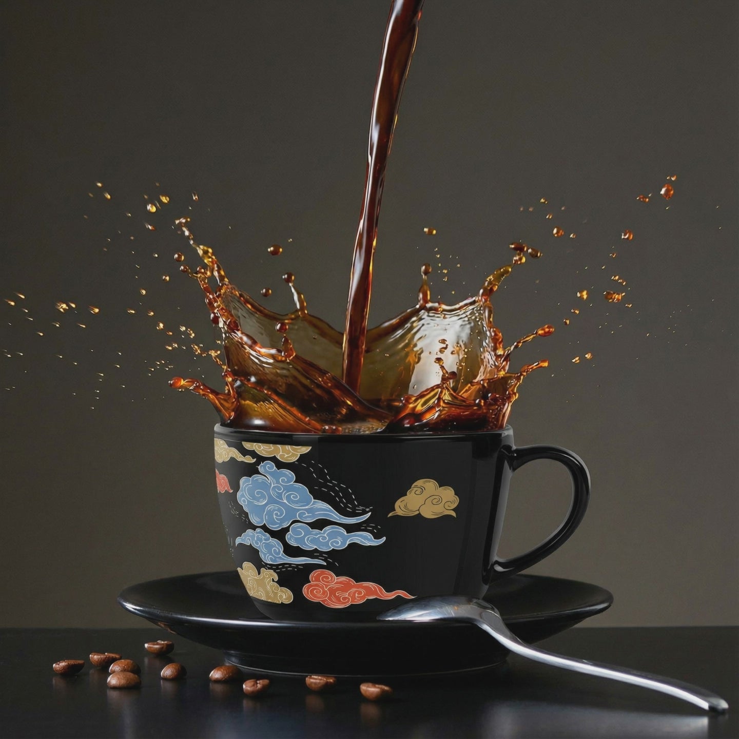 Model wearing Naruto Morning Java Black Glossy Mug
