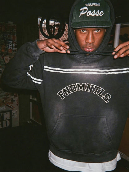 Sun Fade Contrast Tape Fleece Hoodie by Shop FNDMNTLS - hoodies, Casual Streetwear, FNDMNTLS