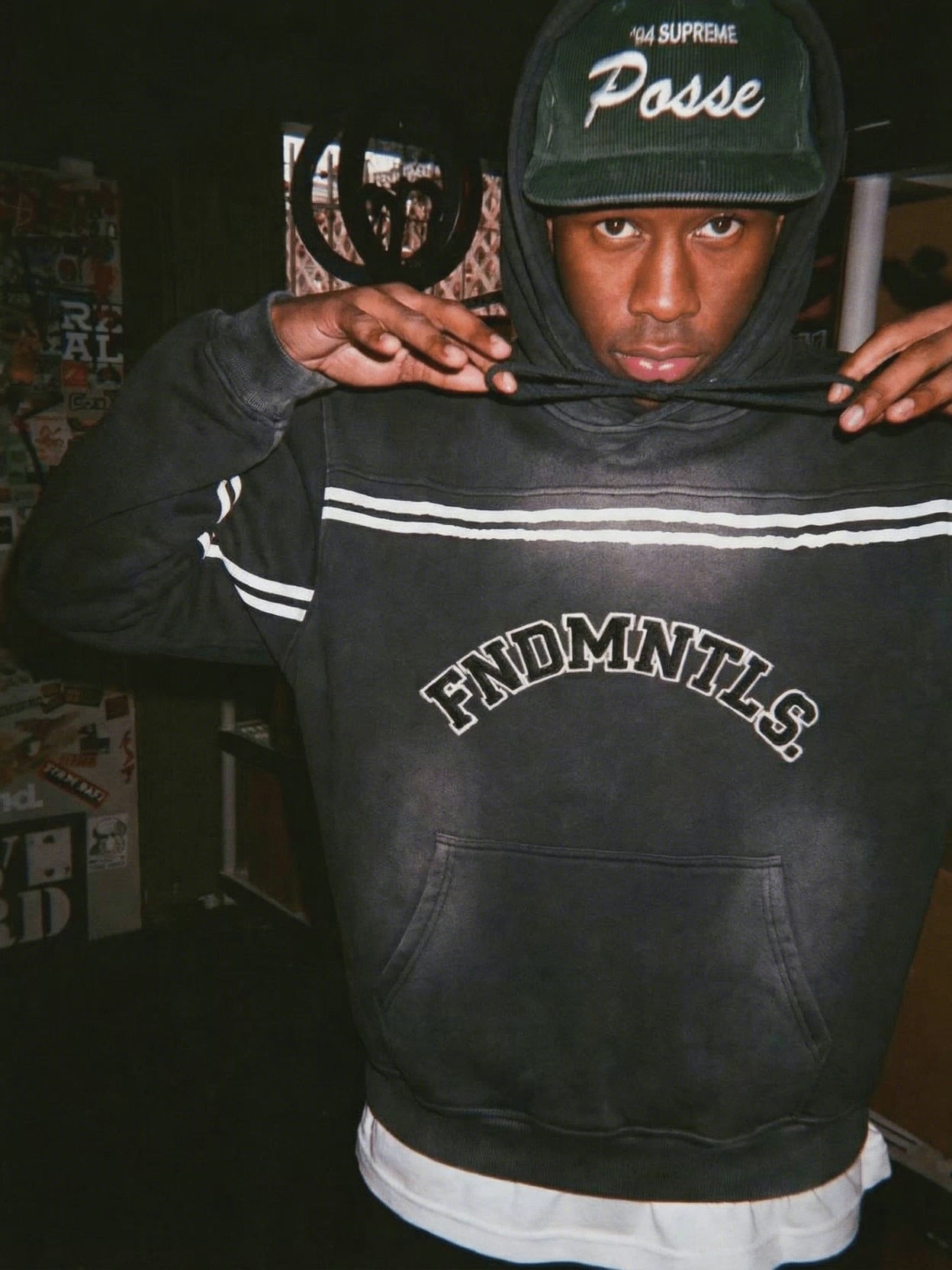 Sun Fade Contrast Tape Fleece Hoodie by Shop FNDMNTLS - hoodies, Casual Streetwear, FNDMNTLS