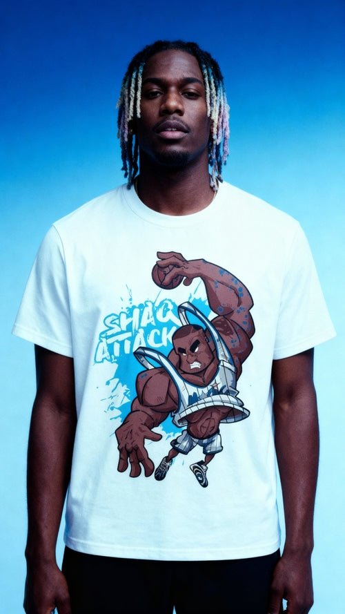 Shaq Attack Cotton T-Shirt: Comfort & Style Essential by Shop FNDMNTLS - Tshirts, Casual Streetwear, casual wear