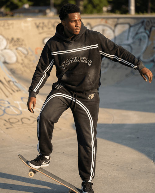 Sun Fade Contrast Tape Fleece Hoodie by Shop FNDMNTLS - hoodies, Casual Streetwear, FNDMNTLS