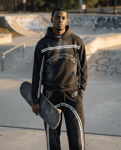 Sun Fade Contrast Tape Fleece Hoodie by Shop FNDMNTLS - hoodies, Casual Streetwear, FNDMNTLS